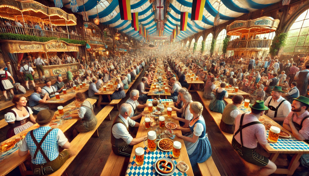 Een afbeelding van de levendige scène op het Oktoberfest