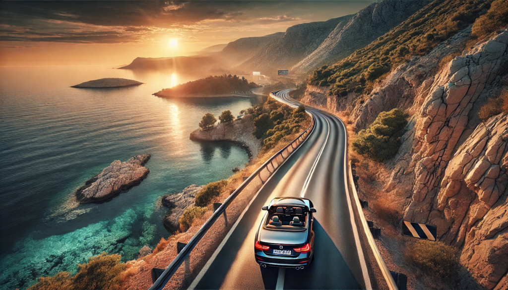 Een foto van een kustrit langs de Adriatische snelweg in Kroatië